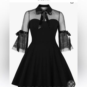 NWT Dose  Black gothic mesh 3/4 Sleeve vintage retro 50’s style Dress size XL